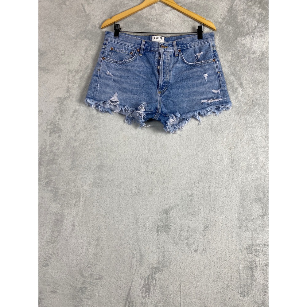 Agolde Parker Distressed Denim Shorts Light Wash Blue High Rise Womens‎ 29